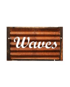 Waves, Home and Garden, Corrugated Rustic Barn Wood Sign, 19 X 26 Inches