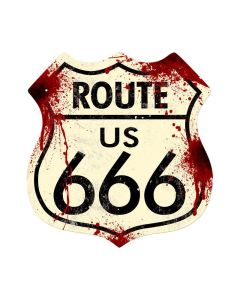 Route 666, Humor, Shield Metal Sign, 15 X 15 Inches