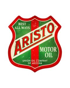Aristo Oil, Automotive, Shield Metal Sign, 15 X 15 Inches