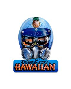 Roland Hawaiin, Automotive, Helmet Metal Sign, 15 X 12 Inches