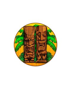 Tikis Round, Sports and Recreation, Round Metal Sign, 14 X 14 Inches