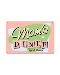 Moms Diner, Food and Drink, Metal Sign, 12 X 18 Inches