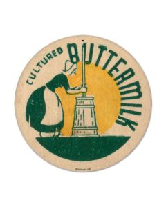 Buttermilk, Food and Drink, Round Metal Sign, 14 X 14 Inches
