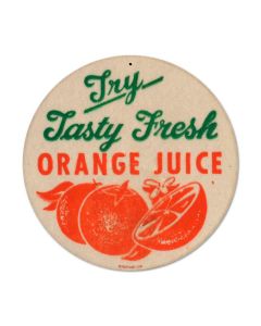 Orange Juice, Food and Drink, Round Metal Sign, 14 X 14 Inches