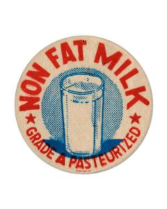 Nonfat Milk, Food and Drink, Round Metal Sign, 14 X 14 Inches