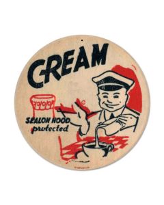 Cream, Food and Drink, Round Metal Sign, 14 X 14 Inches