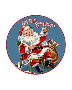 Tis The Season, Other, Round Metal Sign, 14 X 14 Inches