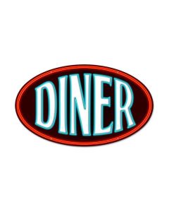 Diner, Food and Drink, Oval Metal Sign, 14 X 24 Inches