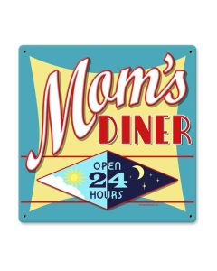 Mom's Diner, Food and Drink, Metal Sign, 12 X 12 Inches
