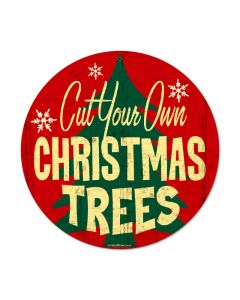 Christmas Trees, Home and Garden, Vintage Metal Sign, 14 X 14 Inches