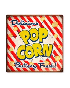 Pop Corn, Food and Drink, Vintage Metal Sign, 12 X 12 Inches