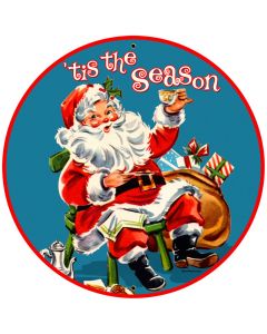 Tis The Season, Home and Garden, Round Metal Sign, 28 X 28 Inches