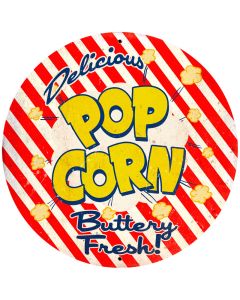 Popcorn, Food and Drink, Round Metal Sign, 28 X 28 Inches
