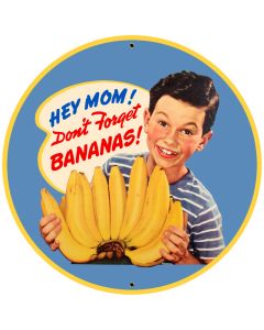 Bananas, Food and Drink, Round Metal Sign, 28 X 28 Inches