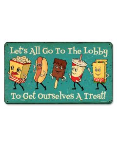 Snacks Go To Lobby, Food and Drink, Metal Sign, 14 X 8 Inches