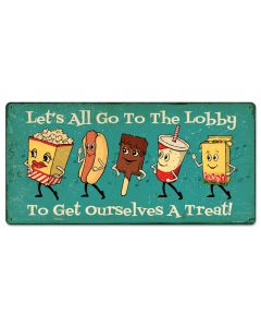 Snacks Go To Lobby, Food and Drink, Metal Sign, 24 X 12 Inches