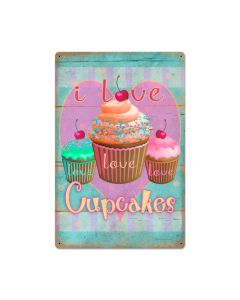 Cupcake Love, Food and Drink, Vintage Metal Sign, 16 X 24 Inches