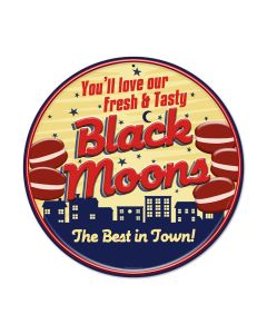 Black Moons, Food and Drink, Round Metal Sign, 14 X 14 Inches