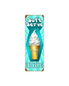 Soft Serve, Food and Drink, Vintage Metal Sign, 8 X 24 Inches