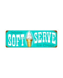 Soft Serve, Food and Drink, Vintage Metal Sign, 24 X 8 Inches