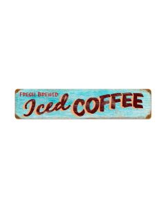 Iced Coffee, Food and Drink, Vintage Metal Sign, 28 X 6 Inches