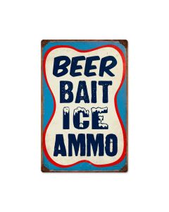 Beer Bait Ice Ammo, Food and Drink, Vintage Metal Sign, 12 X 18 Inches
