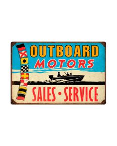 Outboard Motors, Sports and Recreation, Vintage Metal Sign, 24 X 16 Inches
