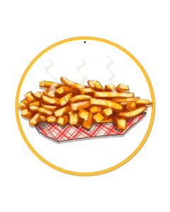 Fries, Food and Drink, Round Metal Sign, 14 X 14 Inches