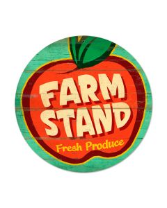Farm Stand, Food and Drink, Round Metal Sign, 14 X 14 Inches