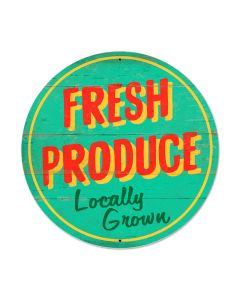 Fresh Produce, Food and Drink, Round Metal Sign, 28 X 28 Inches
