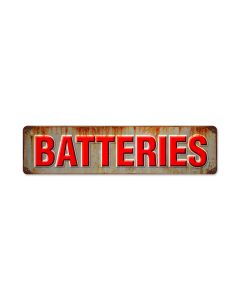 Batteries, Automotive, Metal Sign, 20 X 5 Inches