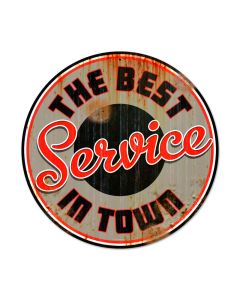 Best Service, Automotive, Round Metal Sign, 14 X 14 Inches