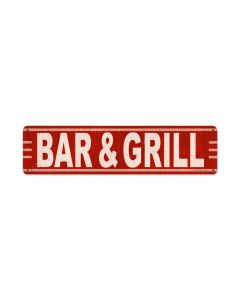 Bar Grill, Food and Drink, Metal Sign, 20 X 5 Inches