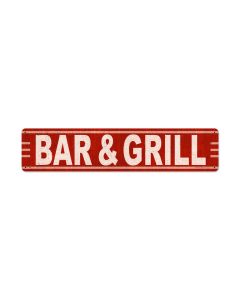 Bar Grill, Food and Drink, Metal Sign, 28 X 6 Inches