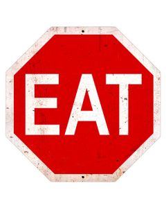 Eat Stop Sign, Licensed Products/Retro Planet, Metal Sign, 16 X 16 Inches