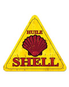 Huile Shell Grunge Triangle, Featured Artists/Shell, SATIN TRIANGLE METAL SIGN , 15 X 16 Inches