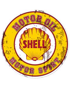 Shell Motor Oil Gasoline Grunge, Featured Artists/Shell, Round, 28 X 28 Inches