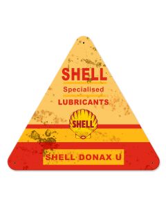 Shell Specialized Lubricants Grunge, Featured Artists/Shell, SATIN TRIANGLE METAL SIGN , 15 X 16 Inches