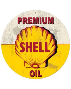 Yellow Premium Shell Oil Grunge, Featured Artists/Shell, Satin, 28 X 28 Inches
