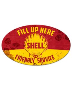 Fill Up Here Friendly Service Shell, Featured Artists/Shell, Oval, 24 X 14 Inches