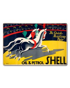 The Quick Starting Pair Shell Oil Circus Horses, Featured Artists/Shell, Satin, 18 X 12 Inches