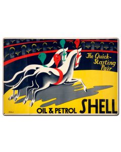 The Quick Starting Pair Shell Oil Circus Horses, Featured Artists/Shell, Satin, 36 X 24 Inches