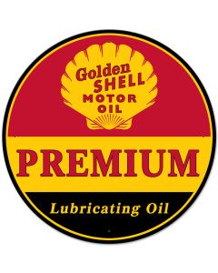 Golden Shell Motor Oil Premium Lubricating, Featured Artists/Shell, Satin, 28 X 28 Inches