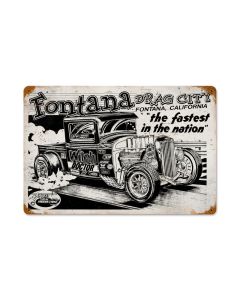 Fontana Drag City, Automotive, Vintage Metal Sign, 18 X 12 Inches