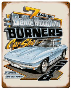 BATTLE MOUNTAIN BURNERS CORVETTE, Licensed Products/Scott Carter, SATIN METAL SIGN, 15 X 12 Inches