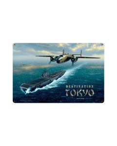 Destination Tokyo, Aviation, Vintage Metal Sign, 18 X 12 Inches