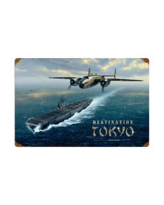 Destination Tokyo, Aviation, Vintage Metal Sign, 24 X 16 Inches
