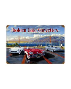 Golden Gate Corvettes, Automotive, Vintage Metal Sign, 24 X 16 Inches