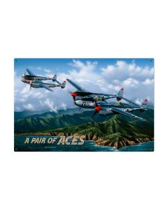 Pair of Aces, Aviation, Metal Sign, 36 X 24 Inches