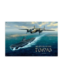 Destination Tokyo, Aviation, Metal Sign, 36 X 24 Inches